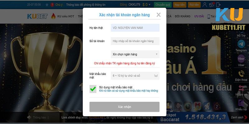 Cách nạp tiền vào Kubet11 chi tiết