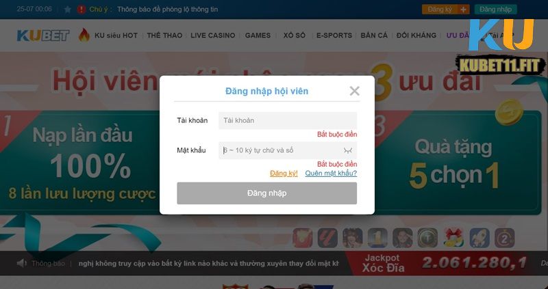 Hướng dẫn đăng nhập Kubet11 cực nhanh chóng