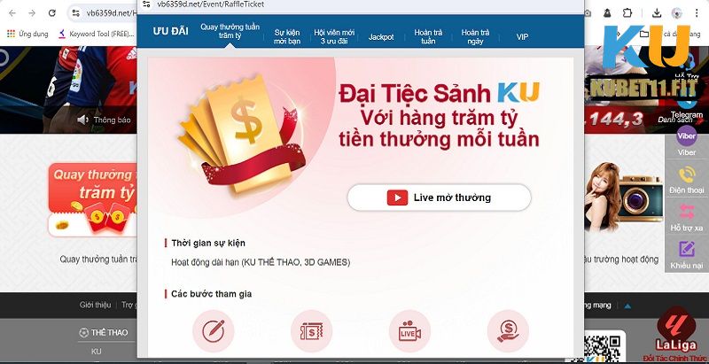 Đại tiệc khuyến mãi tại Ku bet88